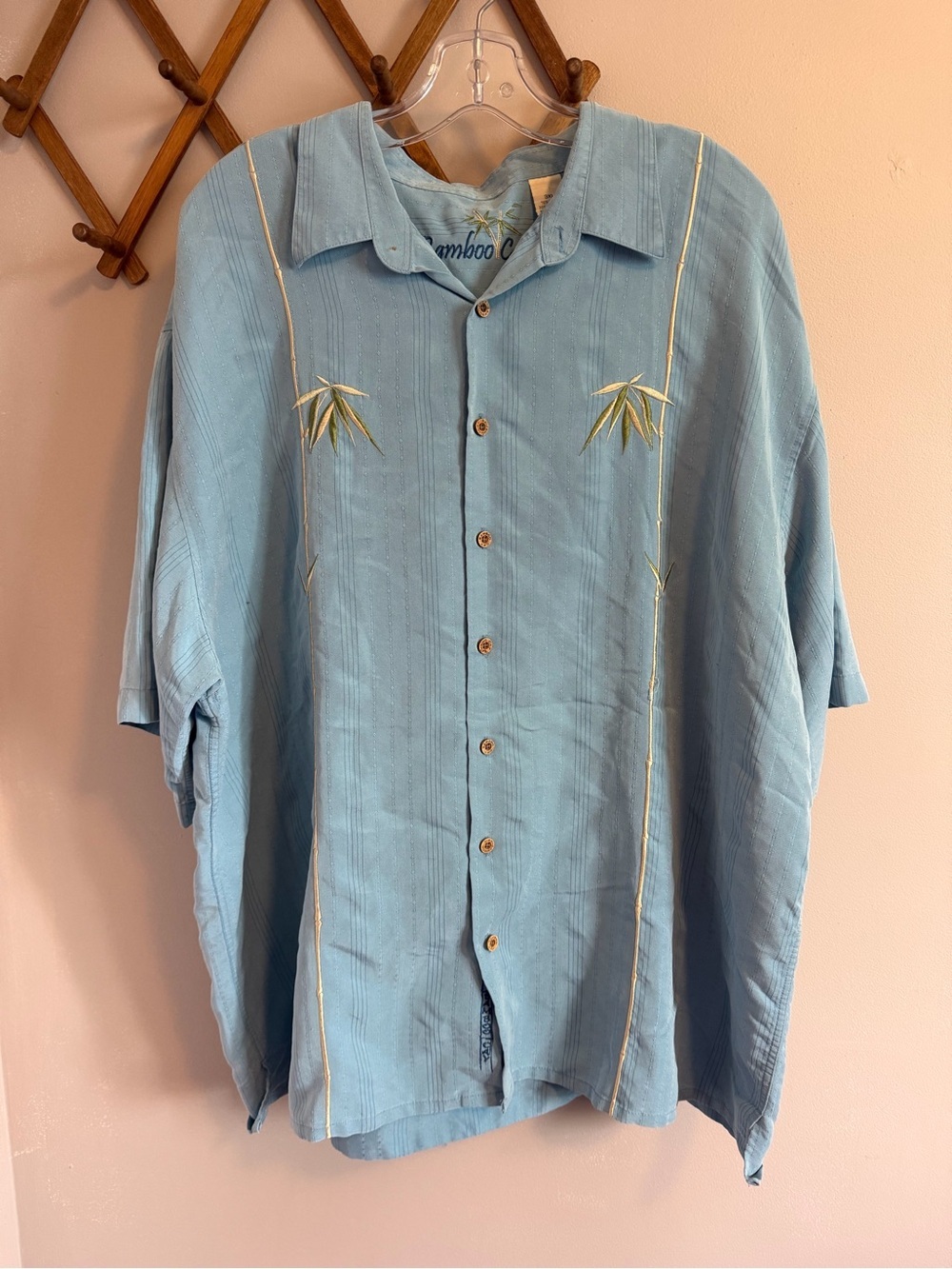 Bamboo Cay Blue Embroidered Resort Camp Shirt 3XL